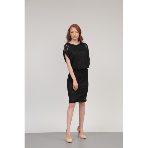 Черна дантелена рокля 337 Кенсол